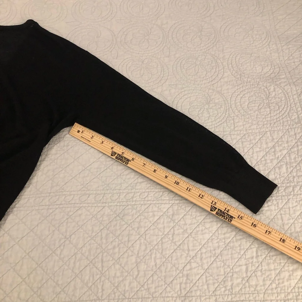 J Crew black side button linen blend top sweater. Size medium.